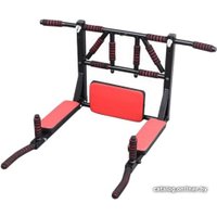 Турник с брусьями SportHome 3в1 мультихват настенный, разборный (черный/красный)