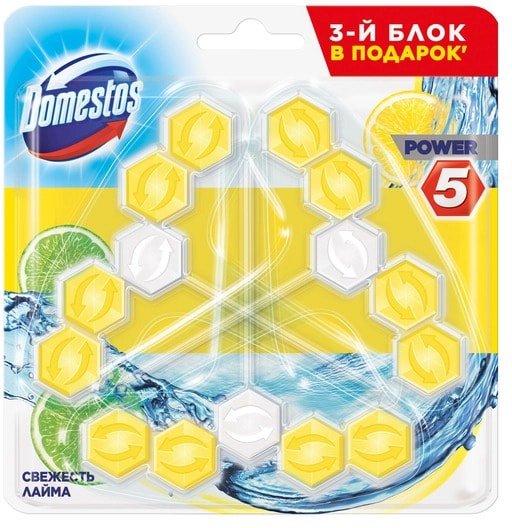 

Средство для унитаза Domestos Power 5 Свежесть лайма Трио 3х55 г
