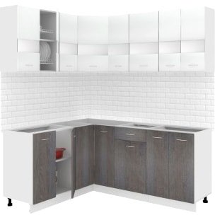 

Готовая кухня Кортекс-мебель Корнелия Экстра 1.5x1.9 без столешницы (белый/береза)