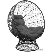 Кресло M-Group Кокос на подставке 11590409 (черный ротанг/серая подушка)