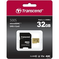 Карта памяти Transcend microSDHC 500S 32GB+ адаптер