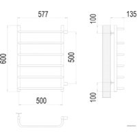 Полотенцесушитель TERMINUS Стандарт П6 500x600 бп (хром)