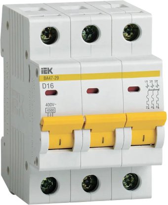 IEK ВА 47-29 16А 3P 4.5кА D MVA20-3-016-D