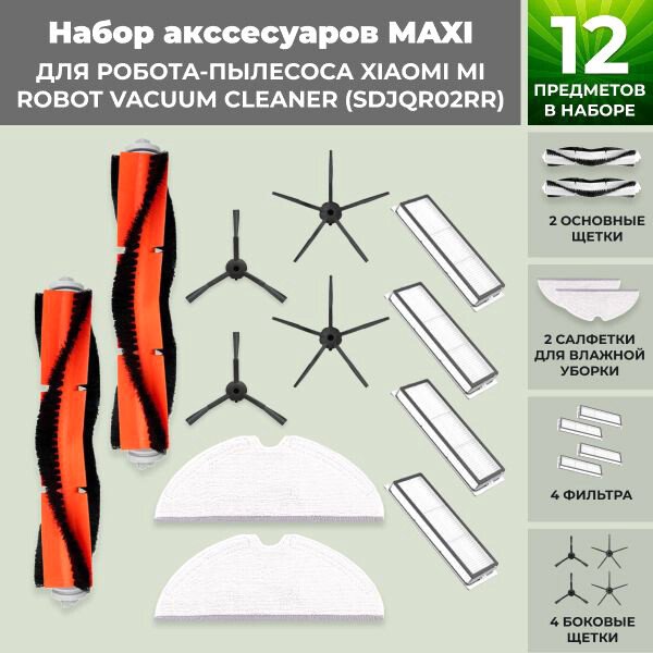 

Набор аксессуаров USBTOP для Xiaomi Mi Robot Vacuum Cleaner (SDJQR02RR) (черные боковые щетки) 558870