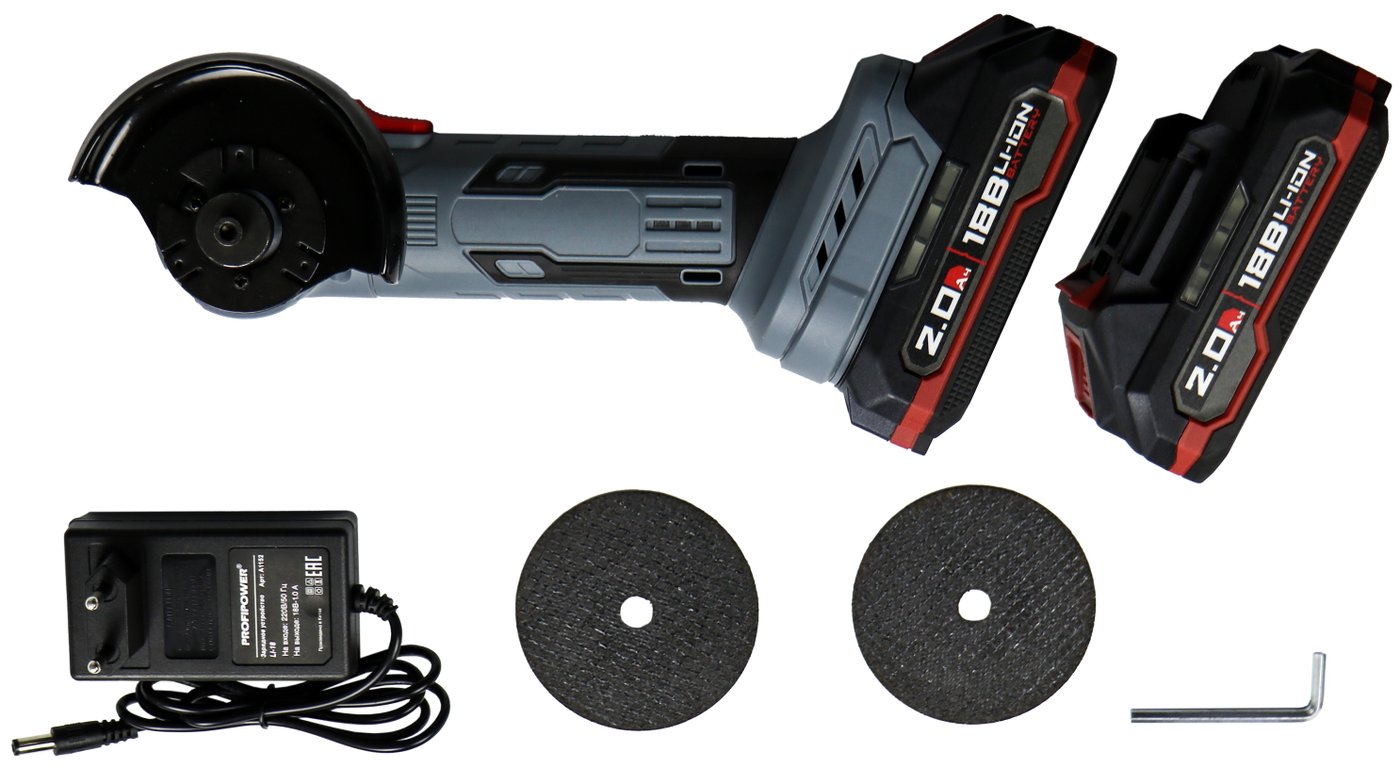 

Угловая шлифмашина Profipower DGA-18B (с 2-мя АКБ, кейс)