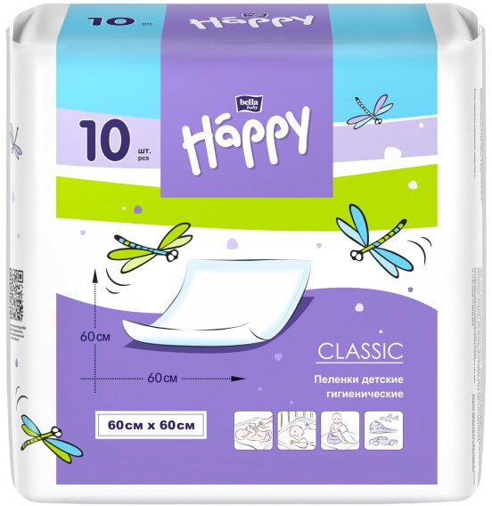 

Пеленка одноразовая Happy Classic 60x60 (10 шт)