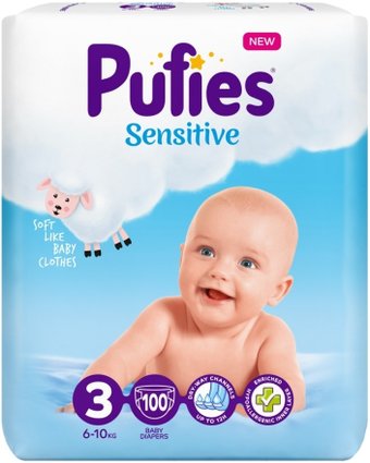 Подгузники Pufies Sensitive Midi 3 (100 шт)