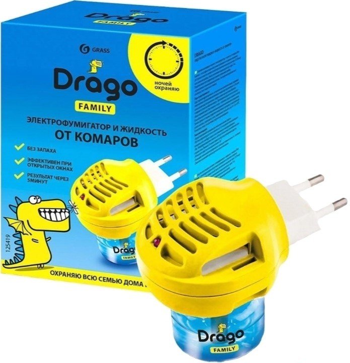

Средство от насекомых Grass Электрофумигатор + жидкость Drago 30 мл