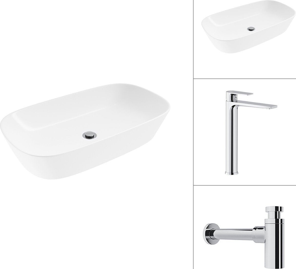 

Умывальник Lauter 21393-70 + Reef 21CK8678C с сифоном 21635CH (хром)