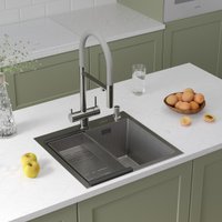 Кухонная мойка Roxen Snake 560220-50-S (50*48) сатин/текстурная поверхность (с коландером и дозатором)