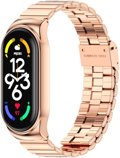 Браслет Mijobs блочный для Xiaomi Smart Band 7 (розовое золото)