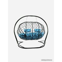 Подвесной диван M-Group Лежебока 11180403 (с черным ротангом/голубая подушка)