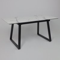 Кухонный стол Lepremo AV 1208 HPL+МДФ раздвижной 1200-1600x800 (мрамор белый/черный)