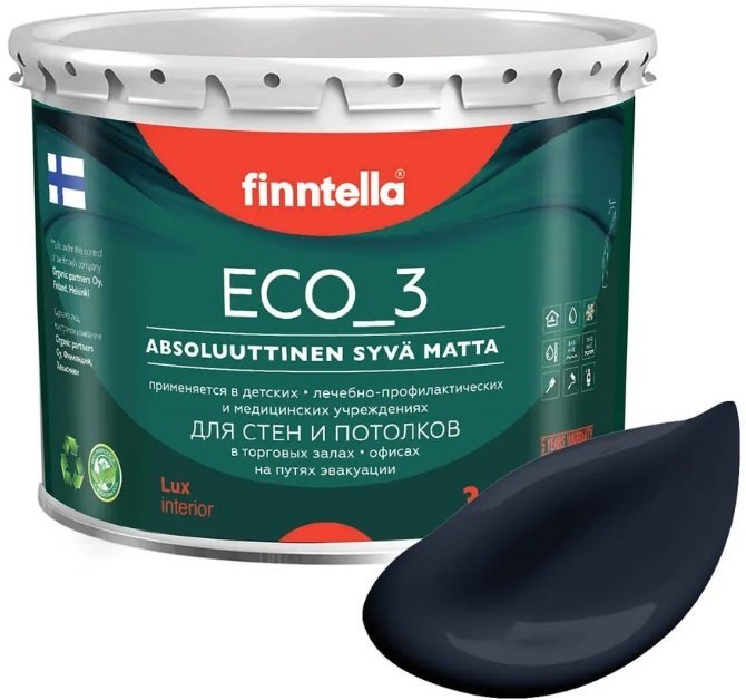 

Краска Finntella Eco 3 Wash and Clean Nevy F-08-1-3-LG252 2.7 л (темно-синий)