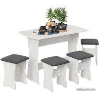 Обеденная группа Трия Тип 1 (дуб крафт белый/велюр серый)