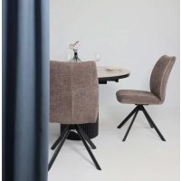 Кухонный стол Мамадома Askar round slide-116 раздвижной круглый 116-156 (bayona ivory premium cer/черный)