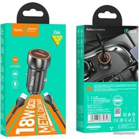 Автомобильное зарядное Hoco Z46 USB Type-C (серый)