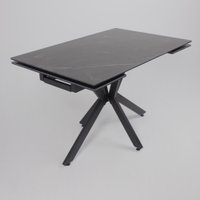 Кухонный стол Lepremo AV 2111 МДФ+керамика раздвижной 1200-1800x800 (черный матовый Shakespeare/черный)