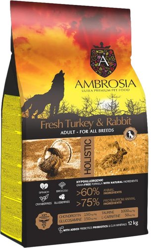 Ambrosia Adult All Breeds Fresh Turkey & Rabbit (для всех пород с индейкой и кроликом) 12 кг