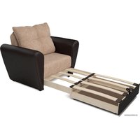 Кресло-кровать Мебель-АРС Квартет (микровелюр/экокожа, кордрой бежевый/коричневый)