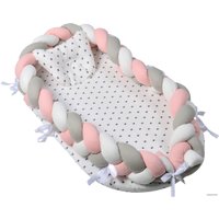 Матрас-кокон Farfello Косы L5 (розовый/серый)