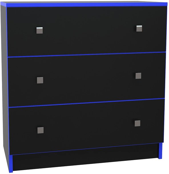 

Комод МДК Black BL-КМ1С с 3 ящиками 820x800x418 (черный/кромка синяя)