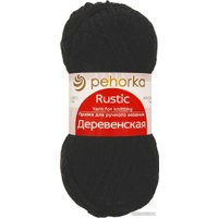 Пряжа для вязания Пехорка Деревенская 100 г 250 м №002 (черный)