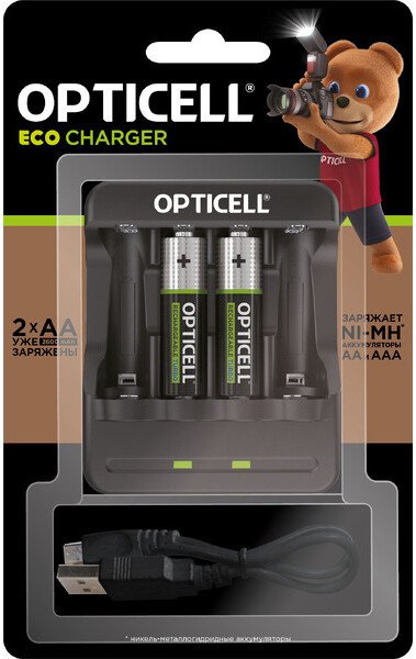 Аккумуляторы + зарядное Opticell Eco Charger