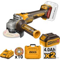Угловая шлифмашина Ingco CAGLI211542 (с 2-мя АКБ, кейс)