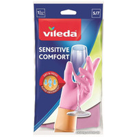 Латексные перчатки Vileda Sensitive Comfort (S, розовый)