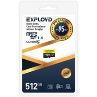 Карта памяти Exployd Premium Series microSDXC 512GB EX512GCSDXC10UHS-1-ELU3-W/A-AD