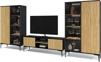 Горка Интерлиния Linea-B с подсветкой (дуб гринвич/черный)