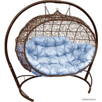 Подвесной диван M-Group Улей 11210209 (коричневый ротанг/серая подушка)