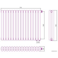 Стальной трубчатый радиатор Сунержа Эстет-11 EU50 500х720 16 секций (белый)