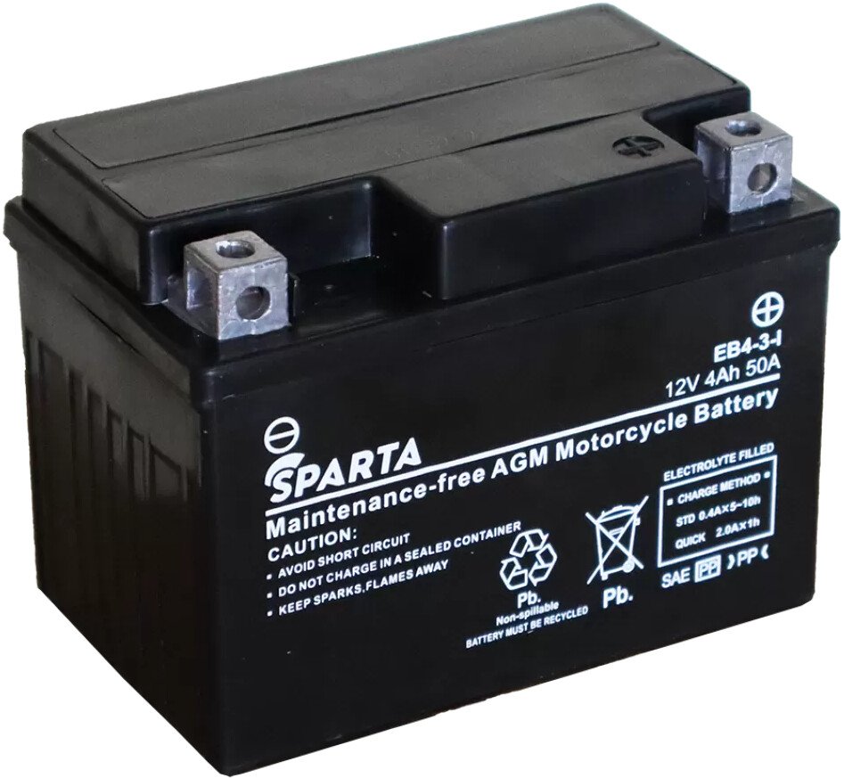 

Мотоциклетный аккумулятор Sparta EB4-3-I, YTX4L-BS, YT4L-BS, YB4L-A (4 А·ч)
