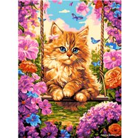 Картина по номерам Lori Котенок на качелях Рх-166