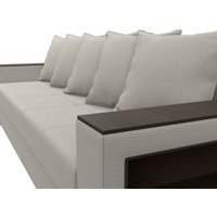 Диван Лига диванов Дубай Лайт полки справа 132280 (рогожка Амур 02 бежевый)