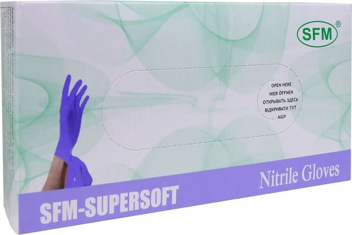 

Нитриловые перчатки SFM Supersoft мед. смотр. нестер. неопудр. текстур. (XS, 200 шт, фиолетово-голубой)