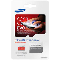 Карта памяти Samsung EVO+ microSDHC 32GB + адаптер (MB-MC32DA/RU)