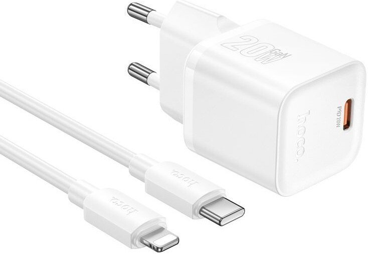 Сетевое зарядное Hoco N64 Ligthing (белый)