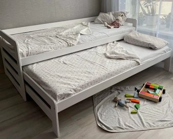 Кровать с выдвижным спальным местом Kinderwood Вуди-14 200х90 (белый)
