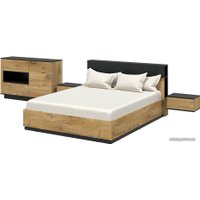 Комплект мебели для спальни Интерлиния Quartz-15 с ПМ (дуб нокс/черный) в Орше