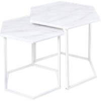 Журнальный столик Мебелик МеталлАрт М003 (белый мрамор/белый) в Бресте