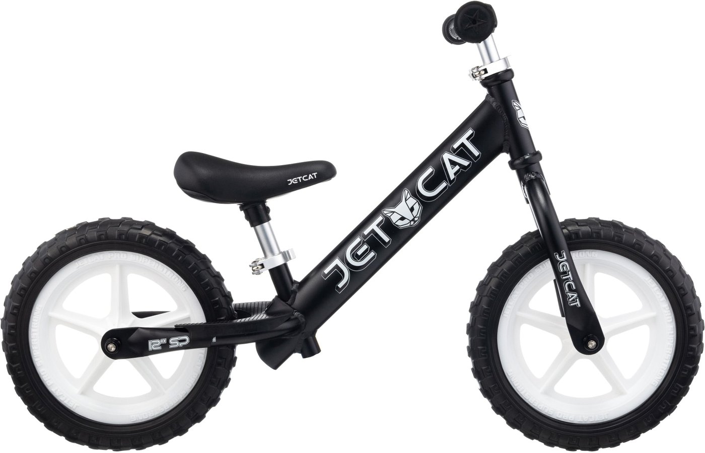 

Беговел JetCat 12 Sport SLT EVA (черный, белые колеса)