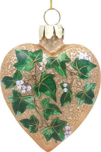 Елочная игрушка Gisela Graham All Glass Сердце с листьями плюща 00675