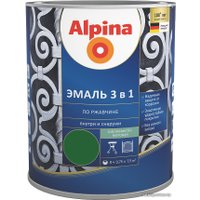 Эмаль Alpina По ржавчине 3 в 1 RAL6002 0.75 л (шелковисто-матовый зеленый)