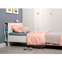 Кровать Mobi Джастин 11.54 90x190 (белый PE шагрень/дуб белый Exclusive/белая шагрень)