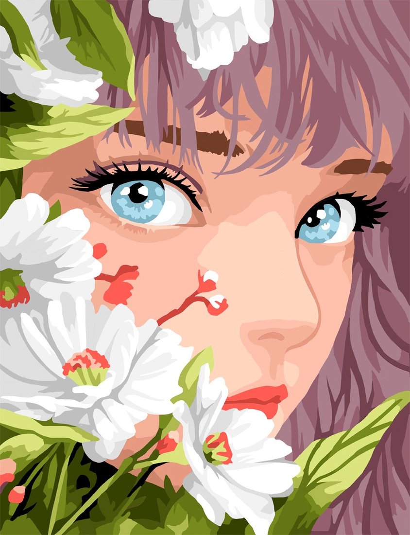 

Картина по номерам Три совы Аниме девушка с цветами КХ3040_53877