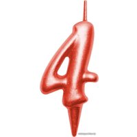 Свеча для торта Мультидом Овал Цифра 4 МС5-34 (красный)