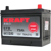 Автомобильный аккумулятор KRAFT EFB Asia 75 JR+ с бортом